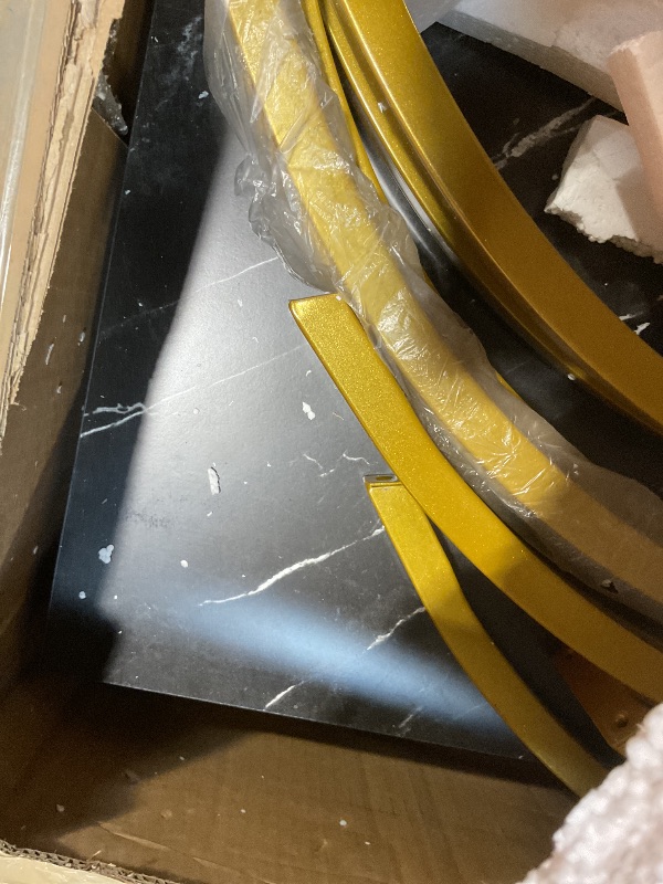 Photo 1 of **MINOR DAMAGE TO CORNERS**DWVO Modern Dining Table for 4 People 47 Inch Rectangular Kitchen Table with Faux Marble Tabletop and Gold Geometric Legs Small Dinner Table Kitchen & Dining Room Furniture Black & Gold