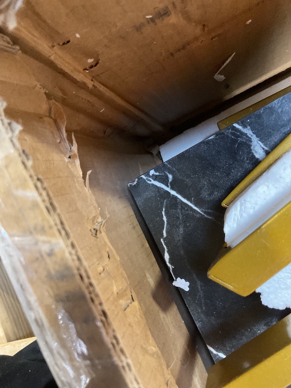 Photo 1 of **MINOR DAMAGE TO CORNERS**DWVO Modern Dining Table for 4 People 47 Inch Rectangular Kitchen Table with Faux Marble Tabletop and Gold Geometric Legs Small Dinner Table Kitchen & Dining Room Furniture Black & Gold