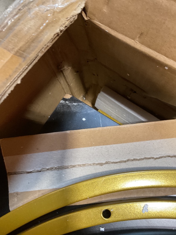 Photo 1 of **MINOR DAMAGE TO CORNERS**DWVO Modern Dining Table for 4 People 47 Inch Rectangular Kitchen Table with Faux Marble Tabletop and Gold Geometric Legs Small Dinner Table Kitchen & Dining Room Furniture Black & Gold