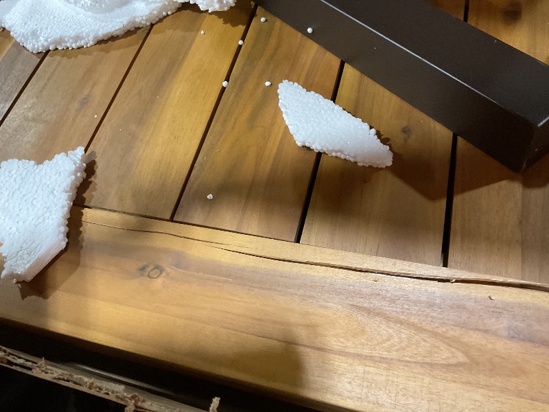 Photo 1 of **ONE WOOD END PIECE IS SPLITTING. MISSING HARDWARE **Christopher Knight Home 298192 Spanish Bay Acacia Wood Outdoor Dining Table | Perfect for Patio | with Teak Finis, Brown