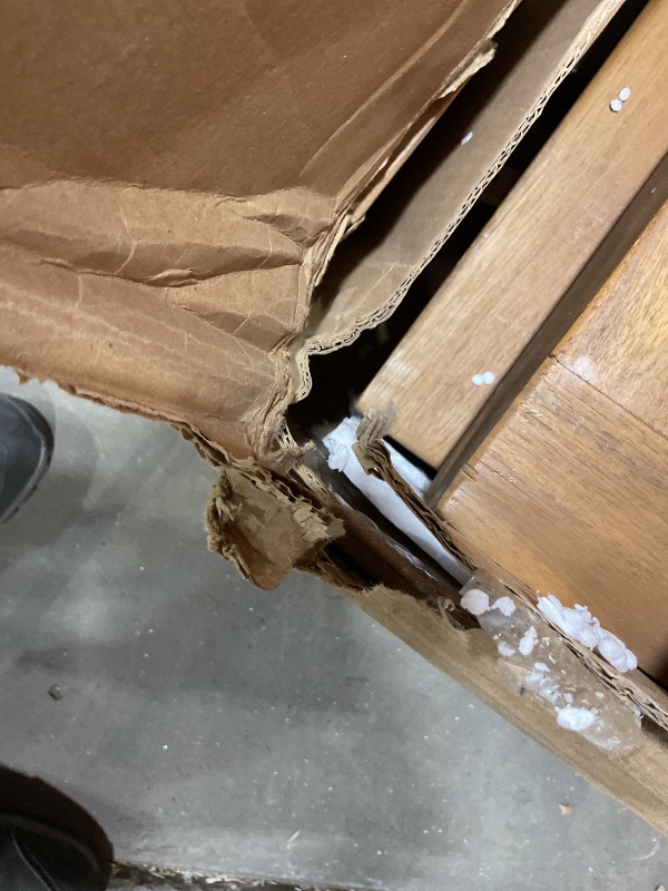 Photo 1 of **ONE WOOD END PIECE IS SPLITTING. MISSING HARDWARE **Christopher Knight Home 298192 Spanish Bay Acacia Wood Outdoor Dining Table | Perfect for Patio | with Teak Finis, Brown