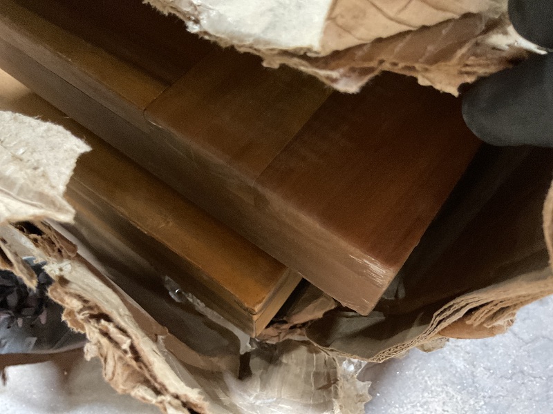 Photo 1 of **ONE WOOD END PIECE IS SPLITTING. MISSING HARDWARE **Christopher Knight Home 298192 Spanish Bay Acacia Wood Outdoor Dining Table | Perfect for Patio | with Teak Finis, Brown