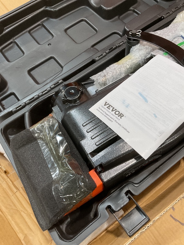Photo 1 of **BROKEN CASE LOCK**VEVOR Demolition Jack Hammer, 1350 BPM Concrete Breaker 6pcs Chisels Bit Chipping with Case, 2200W Electric Jackhammer Heavy Duty, Black