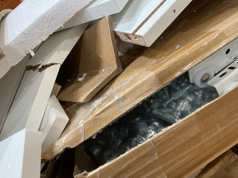 Photo 1 of ** AT LEAST ONE PIECE BROKEN IN HALF. SELLING FOR PARTS AS PART SET**YITAHOME Vanity Set, Makeup Vanity Desk with Adjustable LED Mirror, Power Outlets, 10 Drawers, Magnifying Glass, Tempered Glass Top, Hairdryer Holder, Stool for Bathroom, Makeup Room