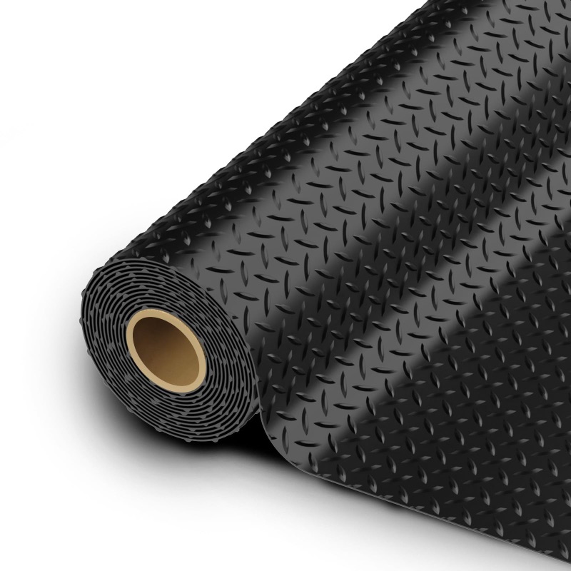 Photo 1 of **SCRATCHES**STELLARSTAR 10X20 FT GARAGE FLOOR MAT, 2.8MM THICKENED PVC FLOORING ROLL FOR UNDER CAR, 200 SQFT DIAMOND PLATE BLACK GARAGE MATS