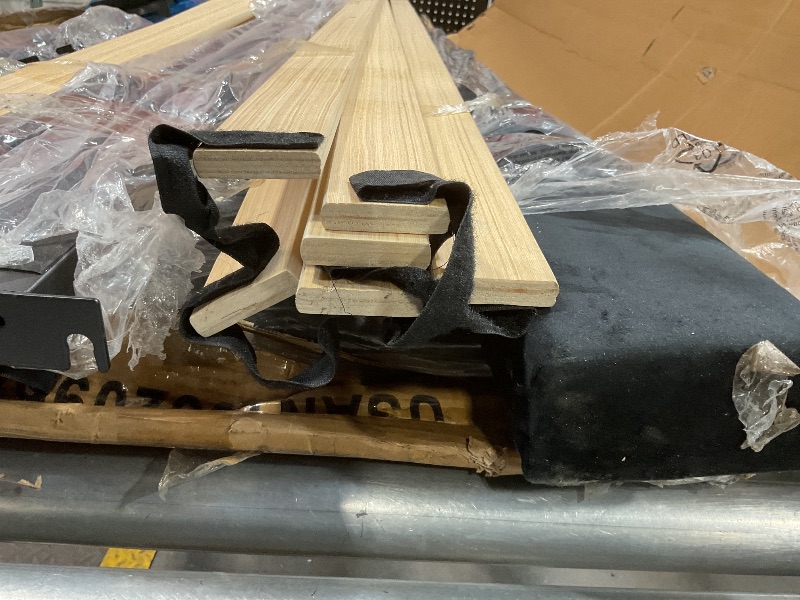 Photo 1 of **DIRT FROM TRANSPORT **Allewie King Bed Frame/Velvet Upholstered Bed Frame with Vertical Channel Tufted Headboard/Strong Wooden Slats/Platform Bed Frame/Mattress Foundation/Box Spring Optional/Easy Assembly/Black