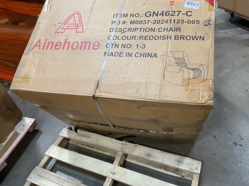 Photo 1 of **COLOR IS REDDISH BROWN**Power Recliner Sofa Set, Living Room Furniture Set, Leather Recliner Couch Set, Power Reclining Couch Set with Console Storage, Cup Holder(Chair)