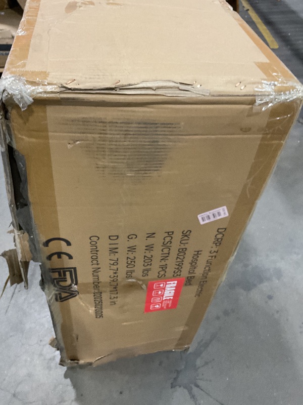 Photo 1 of **SCRAPE ON FRAME. SCRATCHES AND SMALL HOLES ON BED CUSHION**ELENKER Full Electric Hospital Bed for Home Use, ICU Medical Bed, Premium 3 Function Hospital ICU Bed with Remote Control, IV Pole, Mattress, 5-Inch Lockable Quiet Casters, Includes Sheets 