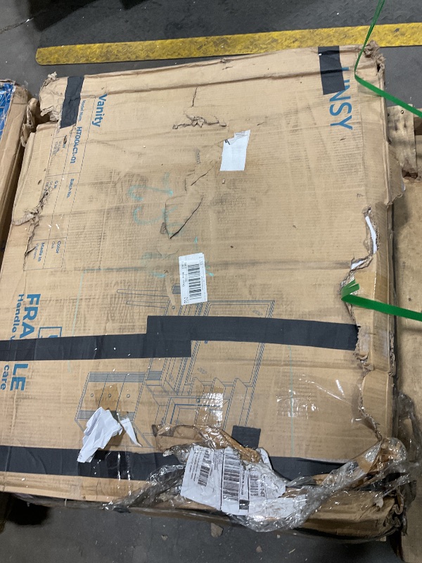 Photo 1 of **MIRROR BROKEN** PARTS ONLY** LINSY Wood Vanity with Glass Top, Make Up Vanity Desk with Mirror and Lights, Boho Fluted Vanity with Storage, Drawers, Cabinet and Outlet, 48" Large Vanity Table for Bedroom, Women, Girls, Oak