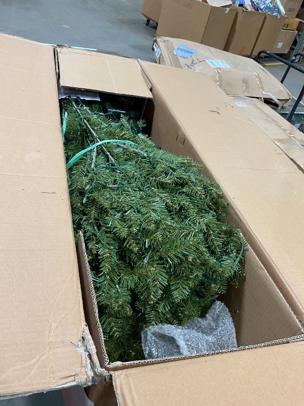 Photo 1 of ***FOR PARTS MISSING PARTS/ HAS DAMAGES WITH LIGHTS***National Tree Company Pre-Lit Artificial Full Christmas Tree, Green, Dunhill Fir, Dual Color LED Lights, Includes Stand, 7.5 Feet, Dual Colored Lights