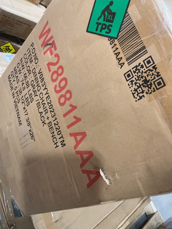 Photo 1 of **TABLE NOT INCLUDED/ BOX 1 OF 2 ** Ball & Cast 6 Piece Dining Table Set with 4 Chairs & 1 Bench,Living Room Furniture W/ 60" Rectangle Marbled Veneers Tabletop Kitchen Desk,for Restaurant,Home Bistro,White