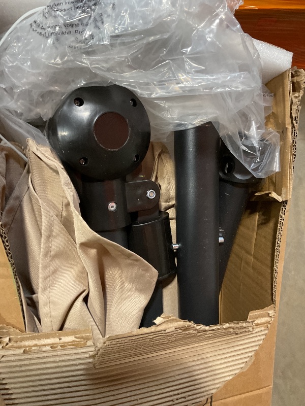 Photo 1 of **MINOR USE WEAR**HarmonyHealth 10FT Cantilever Patio Umbrella with Cross Base, Outdoor Offset Market Umbrella with Infinite Tilt and Crank Lift, Outside Umbrellas for Backyard Lawn Garden and Pool (Tan)