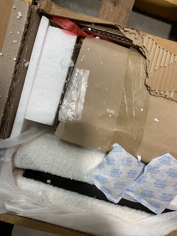 Photo 1 of **SELLING FOR PARTS AS PARTIAL SET. ONE BOX OF TWO**Upholstered full-size bed beige.