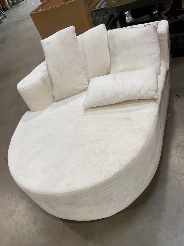 Photo 1 of **SMALL SECTION PIECE ONLY. HEAVY DIRT FROM TRANSPORT **Christopher Knight Home Carden 106" Curved Modular Sectional Sofa, Comfy Sofa Couch with Chaise Lounge, Modern Cloud Couch with Deep Seat, Fabric Upholstered Seating Set for Living Room Bedroom, Whit