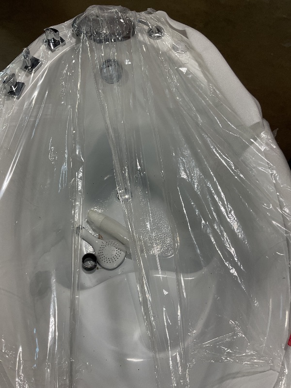 Photo 1 of **** FOR PARTS ONLY MAJOR DAMAGE TO FRAMING ***** Empava Air Jetted Massage Bath Tub 48 in. Freestanding Bathtub Air Mirco Bubble Hydrotherapy Oval Japanese SPA Tub