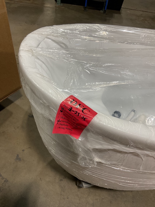 Photo 1 of **** FOR PARTS ONLY MAJOR DAMAGE TO FRAMING ***** Empava Air Jetted Massage Bath Tub 48 in. Freestanding Bathtub Air Mirco Bubble Hydrotherapy Oval Japanese SPA Tub