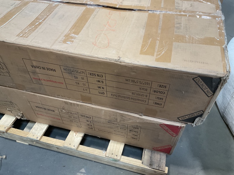 Photo 1 of **SELLING FOR PARTS AS PARTIAL SET. TWO OF THREE BOXES.**MGlasFlength Sectional Couches for Living Room, Convertible 4 Seat Modular Sectional Sofa Set for Living Room, L Shaped Couch or U Shaped Couch with Storage Ottoman for Apartment, Leather Black