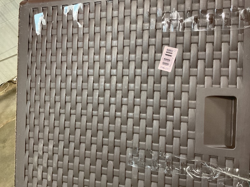 Photo 1 of **BOTTOM IS SCRAPED AND LOOSE. ONE HINGE IS BROKEN**Amazon Basics Outdoor Patio Storage Box 150 Gallon Deck Box, Waterproof and Weather-resistant, Furniture Cushions Garden Tools, Brown