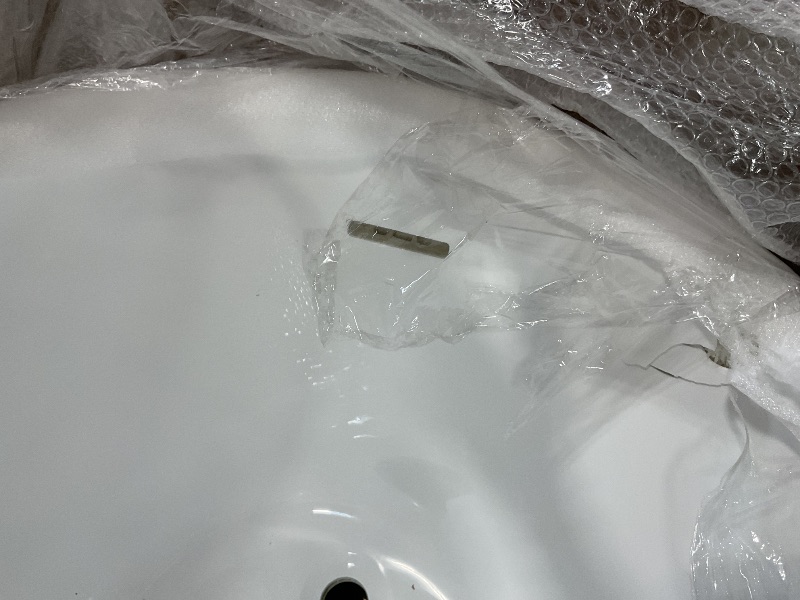 Photo 1 of ***FRAMING IS CRACKED IN THE FRONT OF TUB SHELL*** WOODBRIDGE 54" Acrylic Freestanding Bathtub Contemporary Soaking White Tub with Matte Black Overflow and Drain,B0006-MB