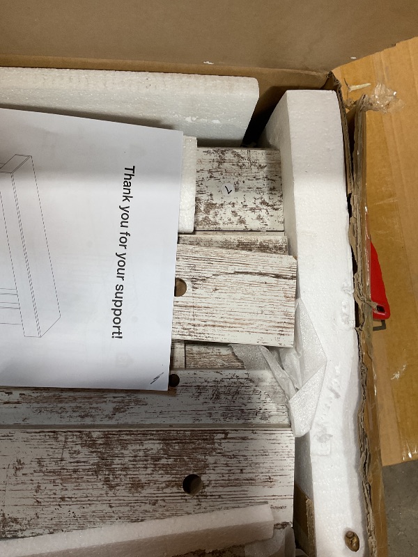 Photo 1 of **MAJOR DAMAGE TO BIG PIECE. SELLING FOR PARTS**Little Tree 63-Inch Long Console Tables for Entryway, Large Sofa Table Behind Couch, Wooden Entry Foyer Hallway Table, Modern Console Sofa Tables for Living Room, Distressed White