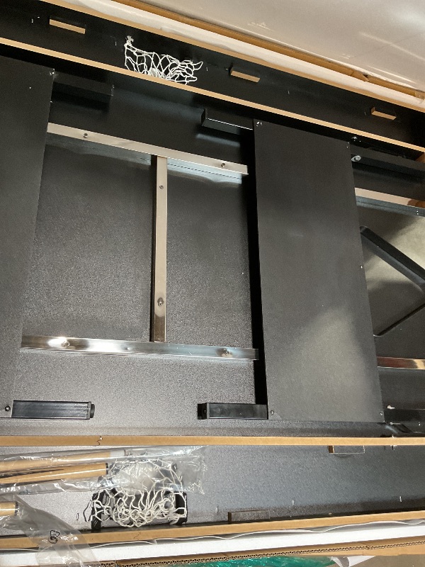 Photo 1 of **SCRAPE DAMAGE ON POOL Q**MegaChoice 6-7 Ft Folding Pool Table, Portable Pool Table, Billiard Table Set Includes Balls, Cues, Chalks and Brush, for Family Game Room, Adult Rrec Room, Basements (Black, 7FT)