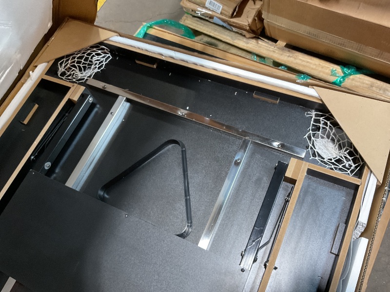 Photo 1 of **SCRAPE DAMAGE ON POOL Q**MegaChoice 6-7 Ft Folding Pool Table, Portable Pool Table, Billiard Table Set Includes Balls, Cues, Chalks and Brush, for Family Game Room, Adult Rrec Room, Basements (Black, 7FT)