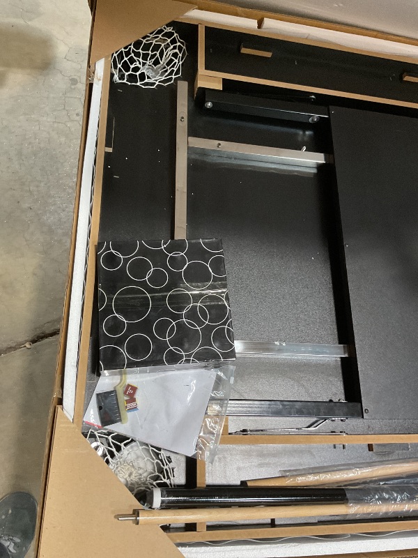 Photo 1 of **SCRAPE DAMAGE ON POOL Q**MegaChoice 6-7 Ft Folding Pool Table, Portable Pool Table, Billiard Table Set Includes Balls, Cues, Chalks and Brush, for Family Game Room, Adult Rrec Room, Basements (Black, 7FT)