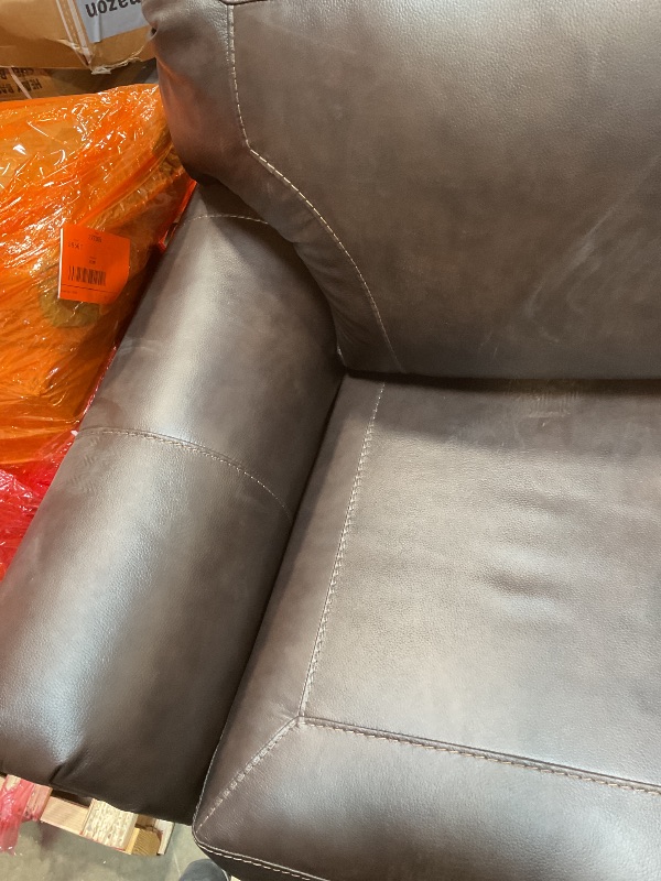Photo 1 of **SCRAPES. SCRATCHES. DIRT. BOTTOM FABRIC IS COMING LOOSE**Signature Design by Ashley Colleton Classic Leather Match Sofa with Nailheads, Dark Brown