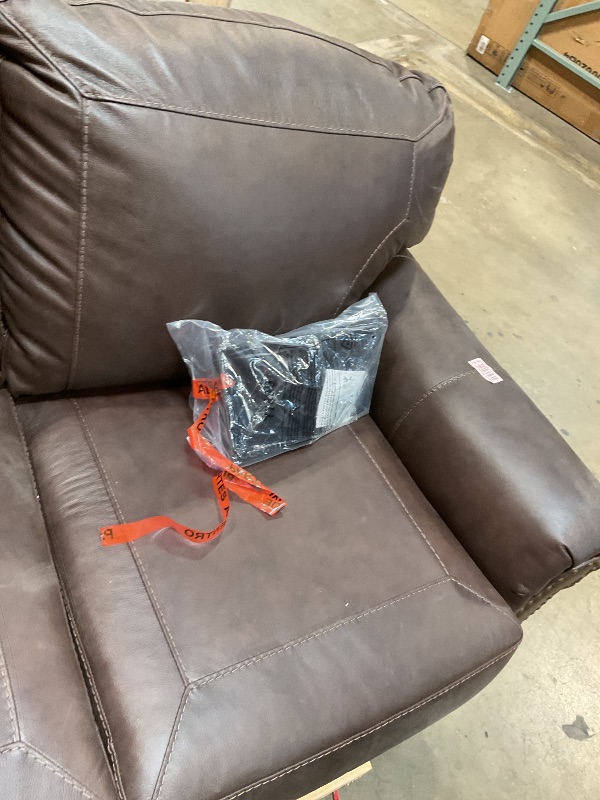 Photo 1 of **SCRAPES. SCRATCHES. DIRT. BOTTOM FABRIC IS COMING LOOSE**Signature Design by Ashley Colleton Classic Leather Match Sofa with Nailheads, Dark Brown