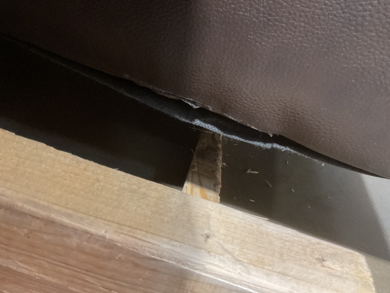 Photo 1 of **SCRAPES. SCRATCHES. DIRT. BOTTOM FABRIC IS COMING LOOSE**Signature Design by Ashley Colleton Classic Leather Match Sofa with Nailheads, Dark Brown