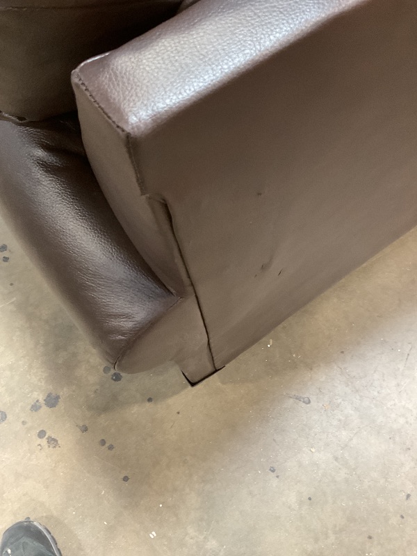 Photo 1 of **SCRAPES. SCRATCHES. DIRT. BOTTOM FABRIC IS COMING LOOSE**Signature Design by Ashley Colleton Classic Leather Match Sofa with Nailheads, Dark Brown