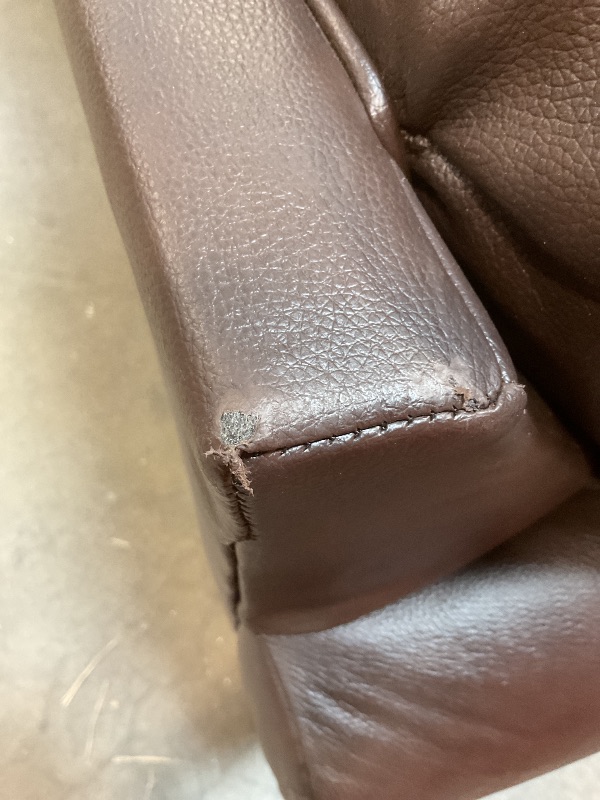 Photo 1 of **SCRAPES. SCRATCHES. DIRT. BOTTOM FABRIC IS COMING LOOSE**Signature Design by Ashley Colleton Classic Leather Match Sofa with Nailheads, Dark Brown