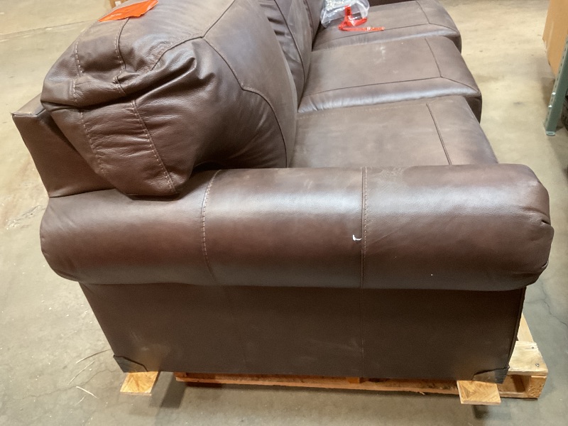 Photo 1 of **SCRAPES. SCRATCHES. DIRT. BOTTOM FABRIC IS COMING LOOSE**Signature Design by Ashley Colleton Classic Leather Match Sofa with Nailheads, Dark Brown