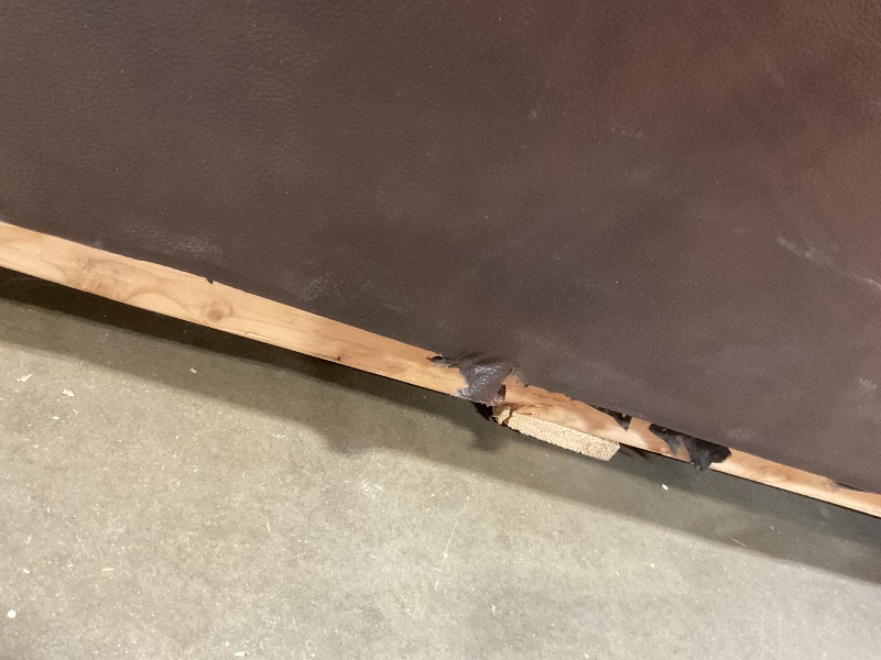 Photo 1 of **SCRAPES. SCRATCHES. DIRT. BOTTOM FABRIC IS COMING LOOSE**Signature Design by Ashley Colleton Classic Leather Match Sofa with Nailheads, Dark Brown