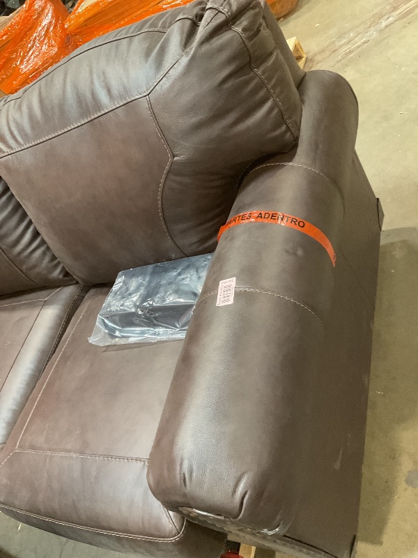 Photo 1 of **SCRAPES. SCRATCHES. DIRT. BOTTOM FABRIC IS COMING LOOSE**Signature Design by Ashley Colleton Classic Leather Match Sofa with Nailheads, Dark Brown