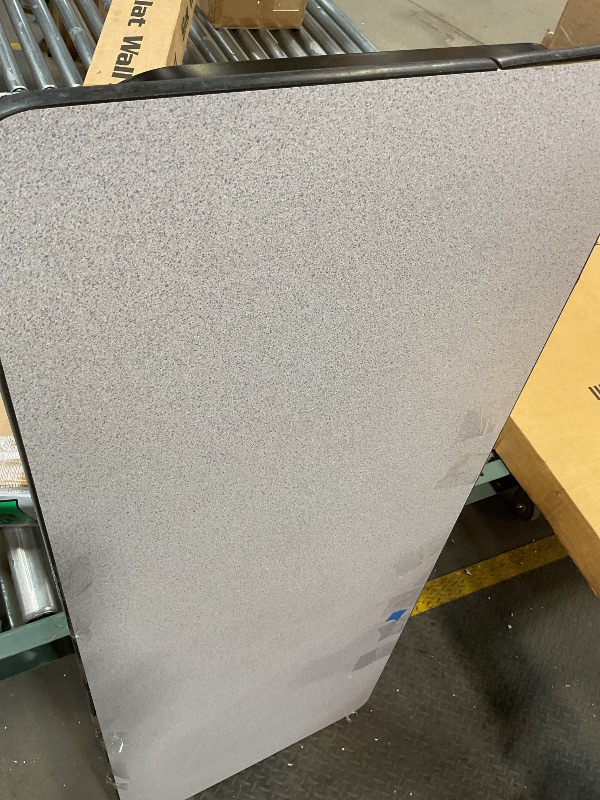 Photo 1 of **CHIPPED. SCRAPE DAMAGE ALONG LIP, CORNER POPPING OUT**60" GRAY GRANITE THERMAL-FUSED LAMINATE TOP FOLDING SEMINAR TABLE WITH PANEL LEGS
