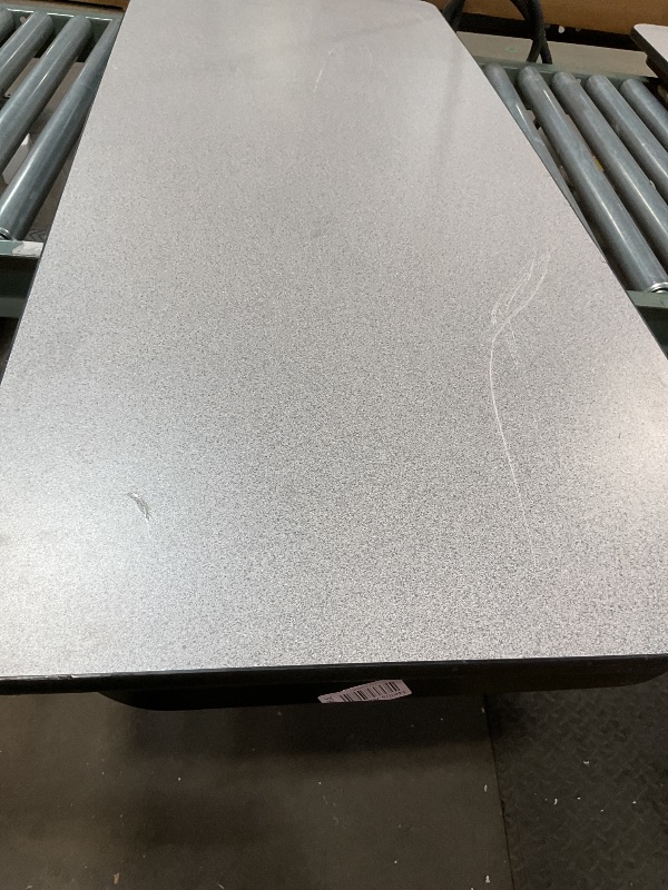 Photo 1 of **SCRATCHES. SCRAPES. CRACKING**60" GRAY GRANITE THERMAL-FUSED LAMINATE TOP FOLDING SEMINAR TABLE WITH PANEL LEGS