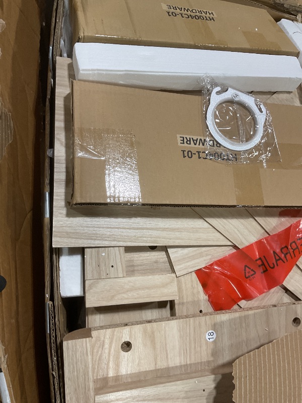 Photo 1 of **MINOR DENTS FROM TRANSPORT **LINSY Wood Vanity with Glass Top, Make Up Vanity Desk with Mirror and Lights, Boho Fluted Vanity with Storage, Drawers, Cabinet and Outlet, 48" Large Vanity Table for Bedroom, Women, Girls, Oak