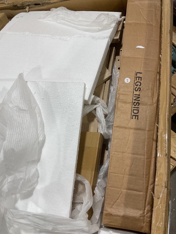 Photo 1 of **MINOR DENTS FROM TRANSPORT **LINSY Wood Vanity with Glass Top, Make Up Vanity Desk with Mirror and Lights, Boho Fluted Vanity with Storage, Drawers, Cabinet and Outlet, 48" Large Vanity Table for Bedroom, Women, Girls, Oak