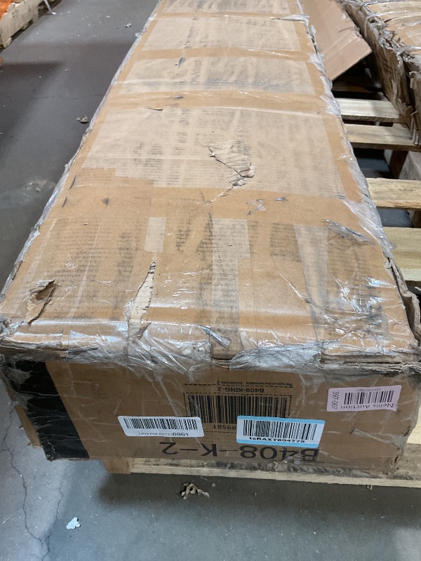 Photo 1 of *** INCOMPLETE SET/BOX 1 OF 2 *** Kiivakii King Size Bed Frame with 12 Storage Drawers, LED Headboard with Charging Station, Metal Bed Frames, No Box Spring Needed, Noise Free, Stable and Solid, Red Brown