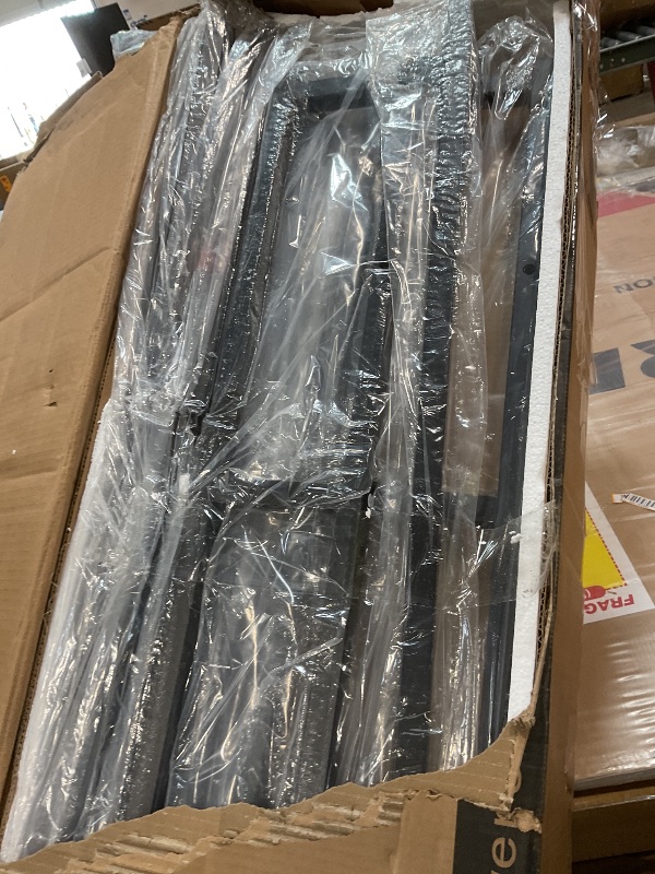 Photo 1 of *** INCOMPLETE SET/BOX 1 OF 2 *** Kiivakii King Size Bed Frame with 12 Storage Drawers, LED Headboard with Charging Station, Metal Bed Frames, No Box Spring Needed, Noise Free, Stable and Solid, Red Brown