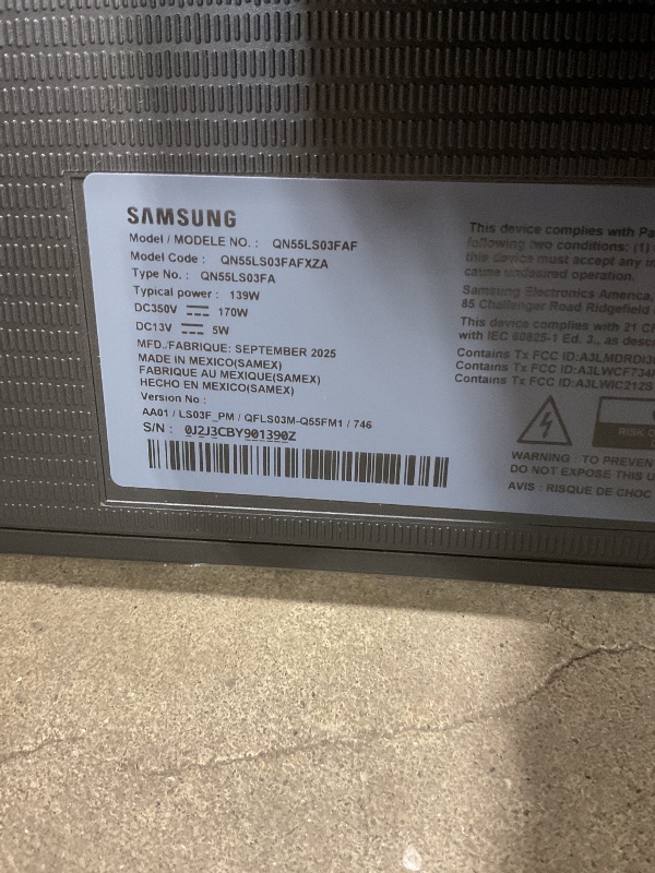 Photo 1 of **TV ONLY. MISSING EVERYTHING ELSE**Samsung 55-Inch Class The Frame LS03F 4K QLED Smart TV (2025 Model) Slim Fit Wall Mount, Modern Frame Design, NQ4 AI Gen2 Processor, Art Mode, Artful Picture Quality, Samsung Vision AI, Alexa Built-in