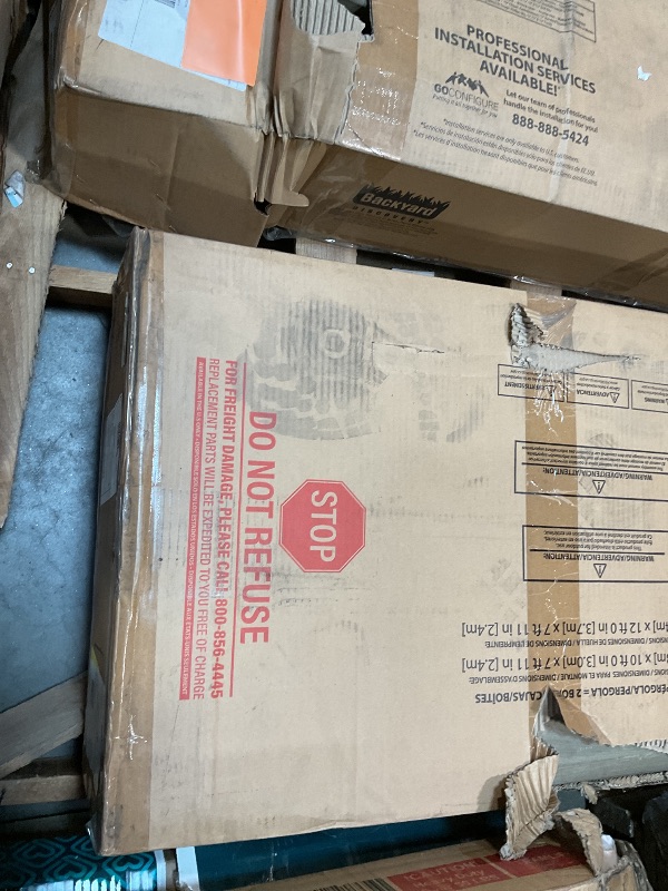 Photo 1 of **2 BOXES**Backyard Discovery Somerville 14' x 10' Cedar Wood Pergola Kit with Trellis Roof, All-Season Durability, High-Wind Rating, PowerPort, Shade for Outdoor Patio, Deck, Garden, and Entertaining