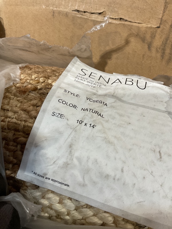 Photo 1 of **DIRT AND SCRAPE DAMAGE FROM TRANSPORT **Louie Diamond Checkerboard Jute Natural 10 ft. x 14 ft. Area Rug