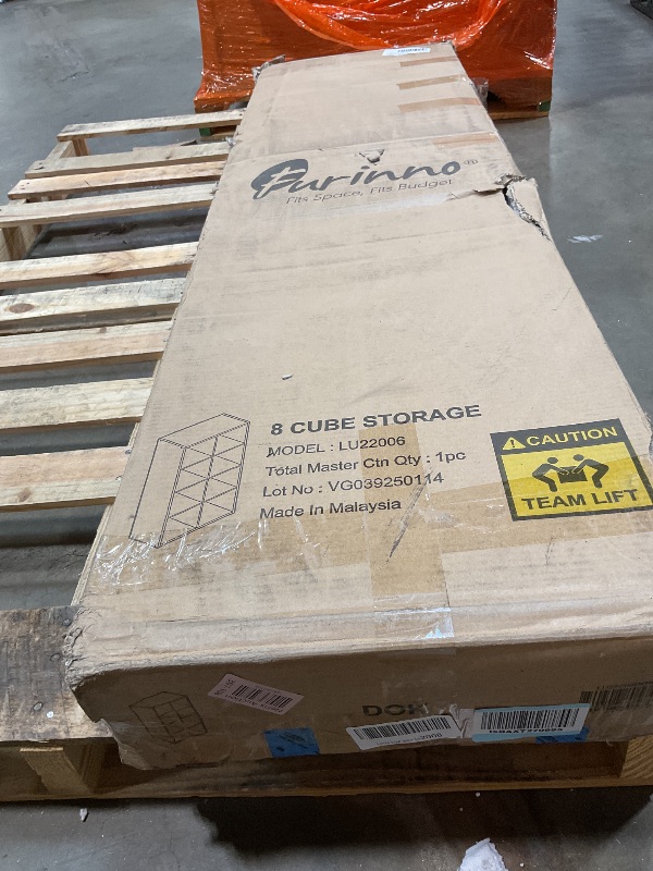 Photo 1 of **SELLING FOR PARTS. MAJOR DAMAGE. COLOR IS BROWN**Furinno Cubicle Open Back Decorative Cube Storage Organizer, 8-Cube, Light Grey