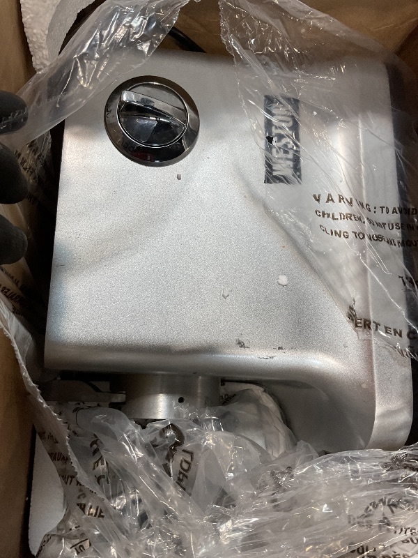 Photo 1 of **MISSING A PIECE. SELLING FOR PARTS. SCUFFS***Weston Electric Meat Grinder & Sausage Stuffer, #12 750 Watt, 1 HP Motor, Grinds 4 lbs Per Minute, Includes Stainless Steel Grinding Plates, Die-Cast Aluminum (33-1301-W)