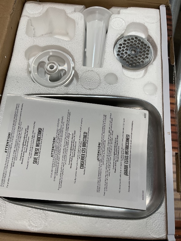 Photo 1 of **MISSING A PIECE. SELLING FOR PARTS. SCUFFS***Weston Electric Meat Grinder & Sausage Stuffer, #12 750 Watt, 1 HP Motor, Grinds 4 lbs Per Minute, Includes Stainless Steel Grinding Plates, Die-Cast Aluminum (33-1301-W)
