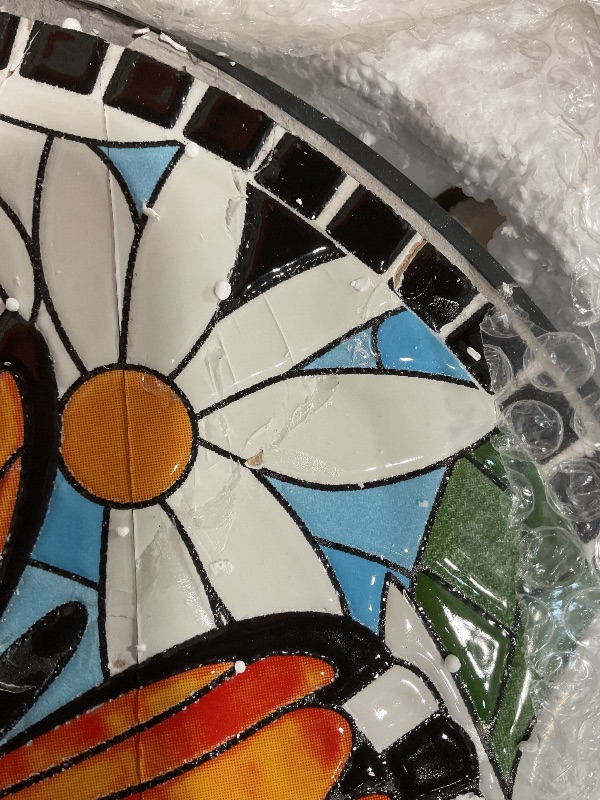 Photo 1 of **MINOR CHIPS**FROMJBEST Mosaic Outdoor Side Table, Patio Side Table, Weather Resistant 14" Diameter 21" H Ceramic Tile Round Outside Table for Patio, Porch, Garden, Pool, Indoor&Outdoor,Plant Stand