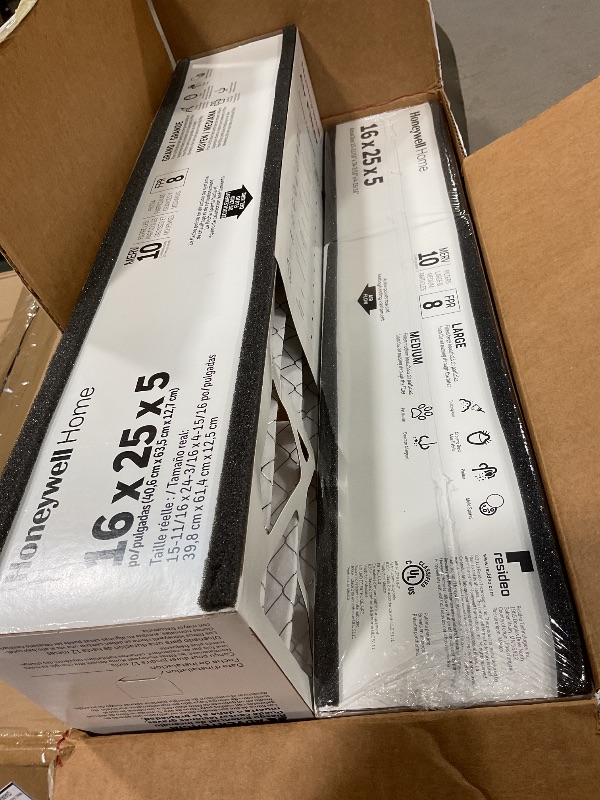 Photo 1 of **2 ONLY**Honeywell Home 16x25x4 MERV 8, AC Furnace Air Filter, 3 PACK (CF408F1625-3PKAM) (Actual Dimensions: 15.63 x 24.75 x 4.38 in.)