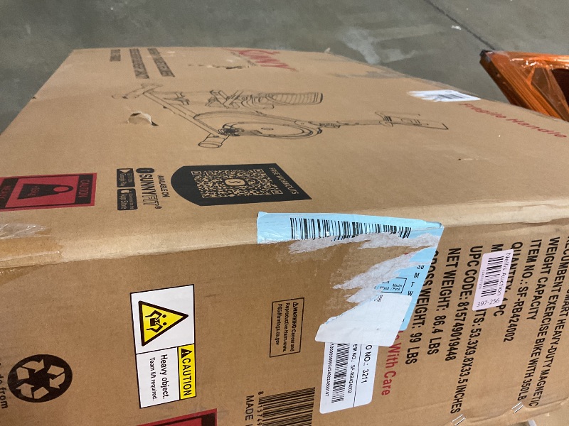 Photo 1 of **SCUFFS FROM TRANSPORT Sunny Health & Fitness Smart Recumbent Bike Exercise Machine, 350LB Weight Capacity, Non-Crank Design, Adjustable Cushion Seat for Adult/Seniors Workout at Home, Exclusive SunnyFit App Bluetooth Link